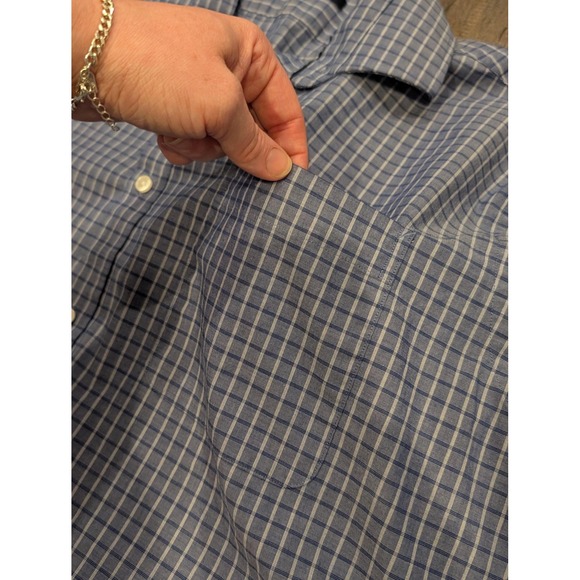 Tommy Hilfiger Shirt Mens Extra Large Blue Plaid Stretch Button Up Wrinkle Free - Picture 7 of 10